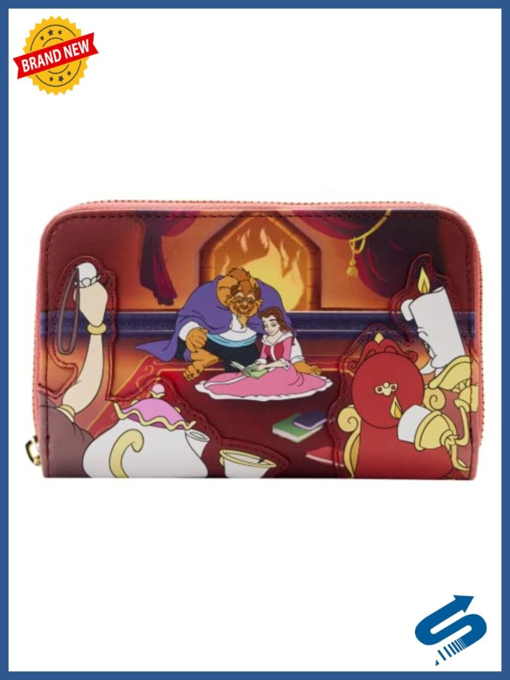 Faux Leather Disney Beauty and Beast Zip Around Wallet - Picture 1 of 3